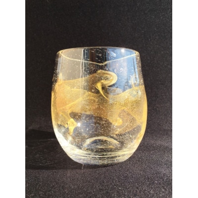 ウイスキーグラス『Golden Wave』麻炭ガラス〈金箔と輝く気泡〉【1491623】