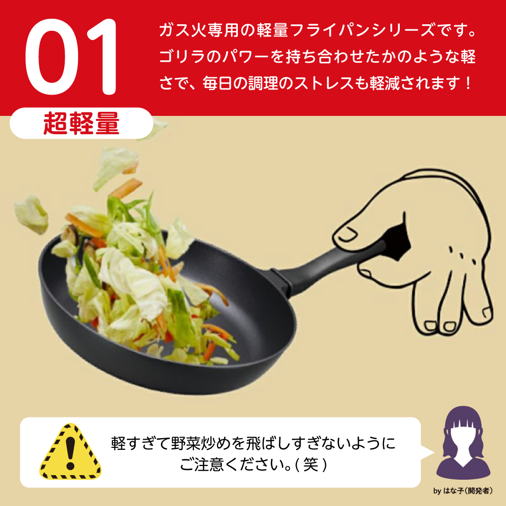ゴリラのひとつまみフライパン 20cm