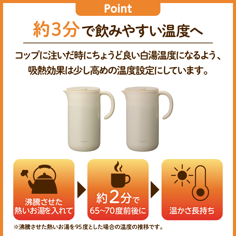 ON℃ZONE 白湯専科ピッチャー1.0L ピンクベージュ