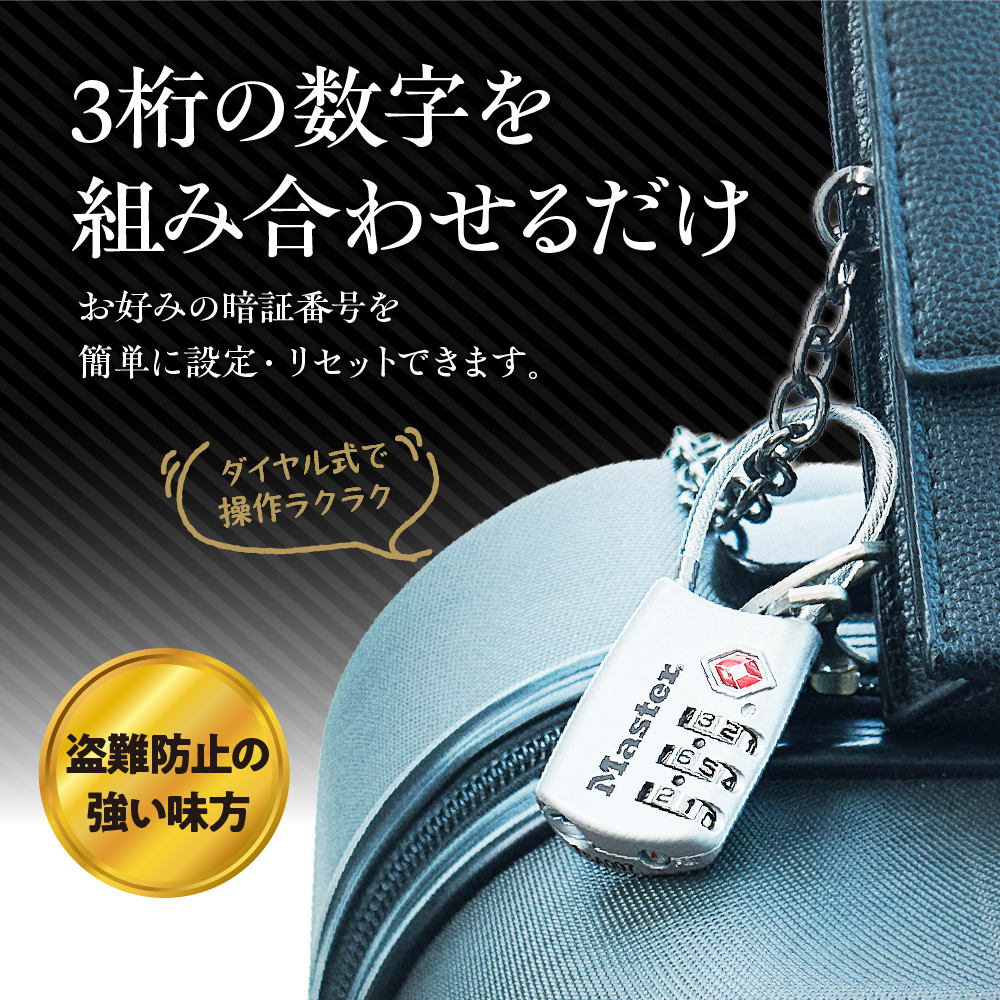 TSAロック　4688JADSLV（銀）　ナンバー可変式　防犯　防災　Master Lock