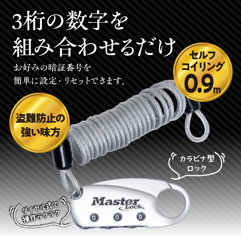 ケーブルロック　1559JADSLV （銀）　ナンバー可変式　防犯　防災　Master Lock