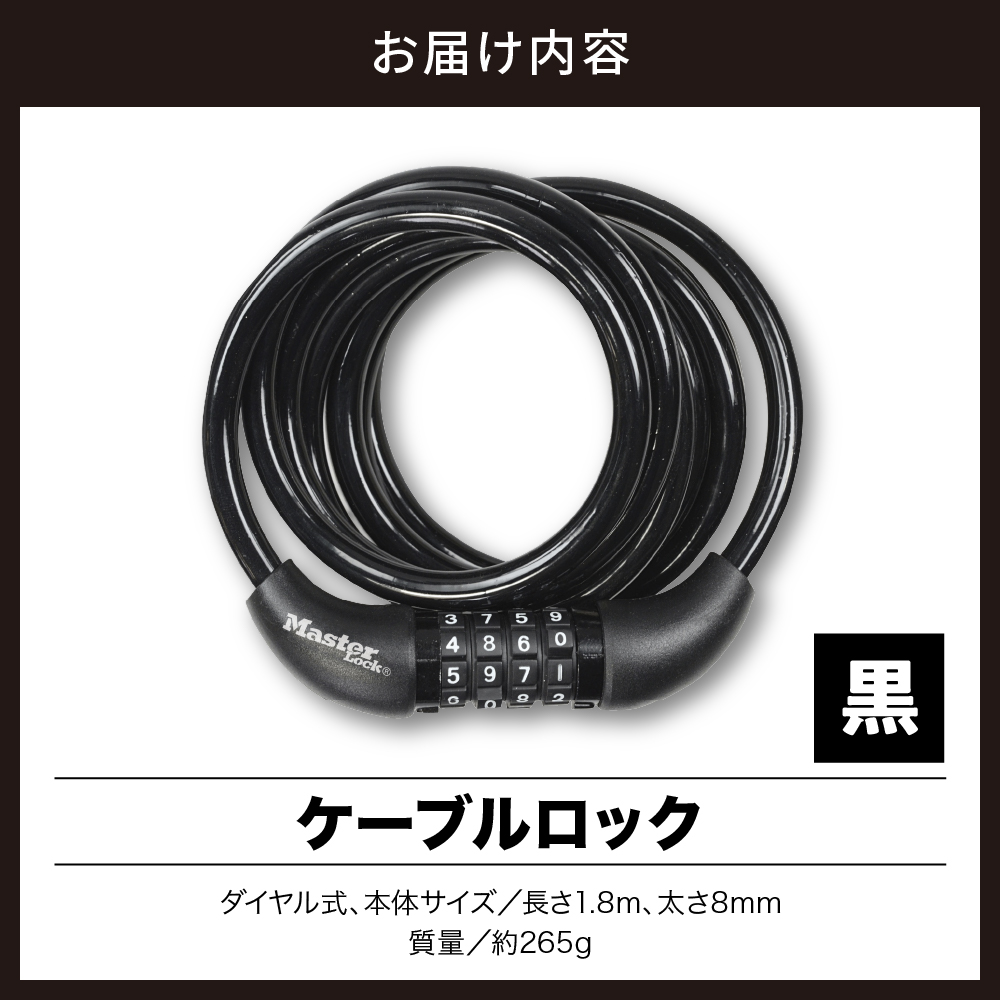 ケーブルロック　8221JADPRO（黒）　ダイヤル式　防犯　防災　Master Lock