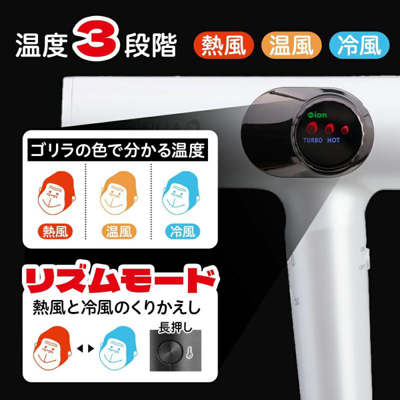 ゴリラのひとふき グレー ハイパワー ドライヤー