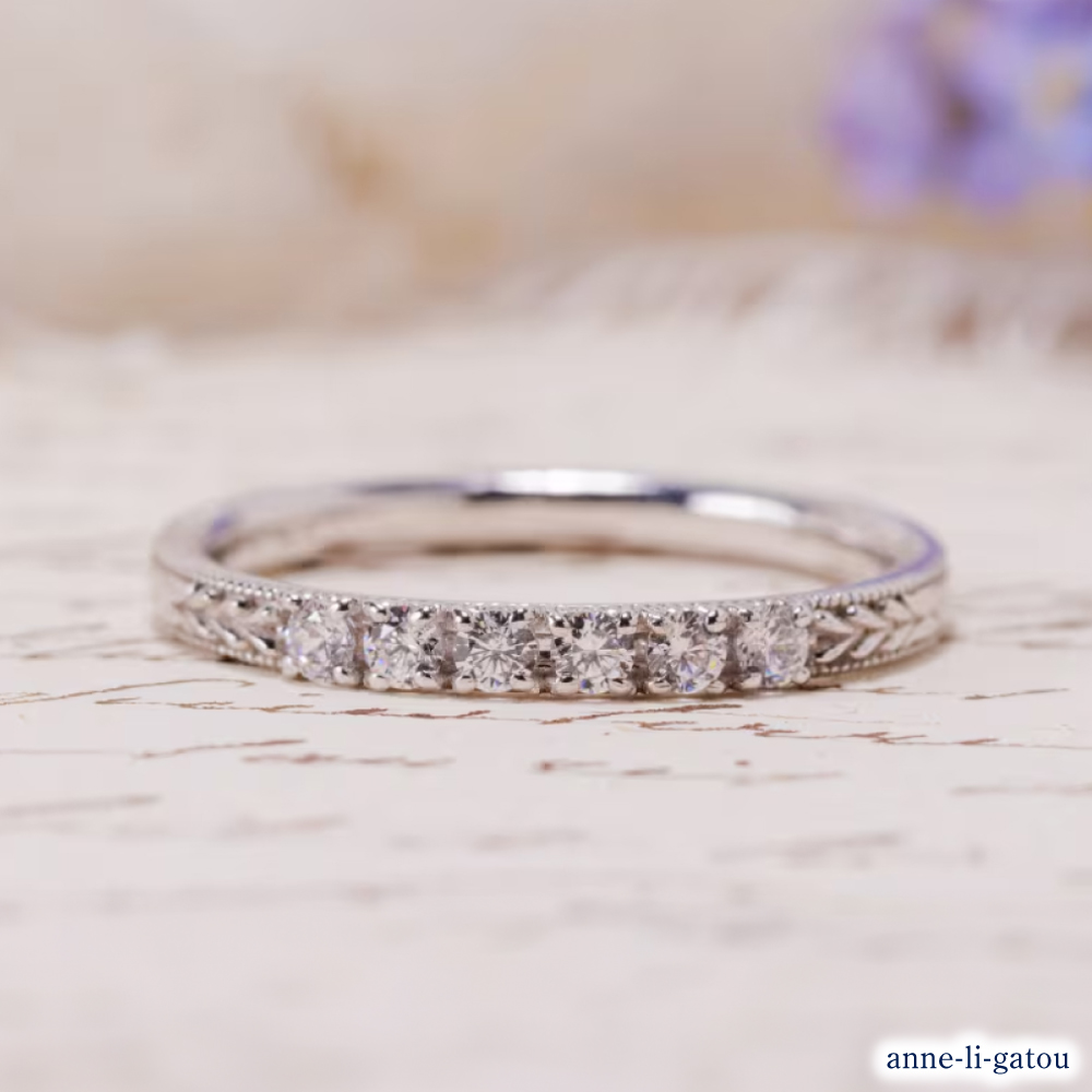 【ANNEREGARD】Pt ダイヤリング-S（わすれな草）