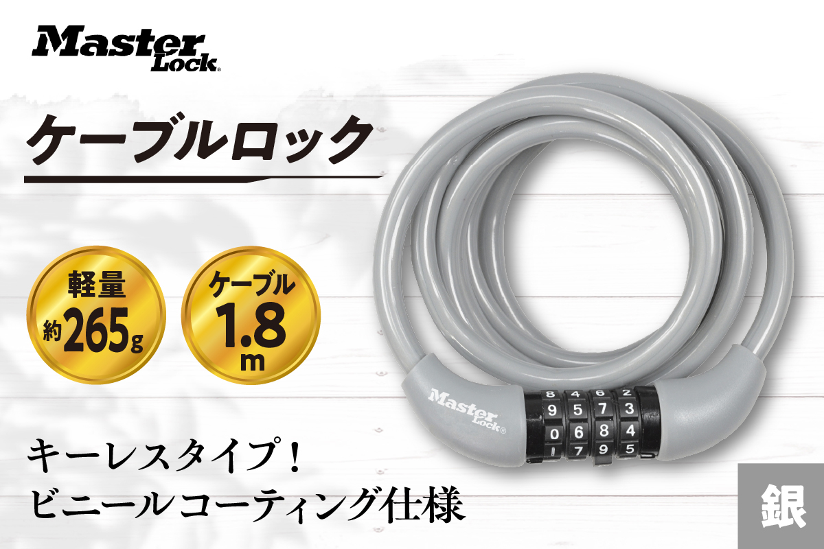 ケーブルロック　8221JADPROSLV（銀）　ダイヤル式　防犯　防災　Master Lock