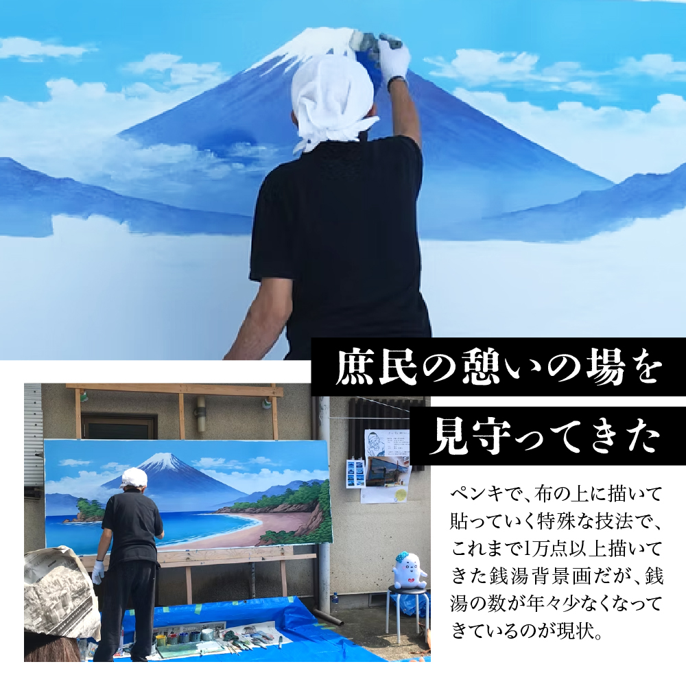 銭湯背景絵師・丸山清人画富士山手ぬぐいセット