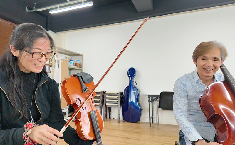 弦楽器体験2名（動画&写真撮影付き） ヴァイオリン バイオリン チェロ 弦楽器 体験 初心者 レッスン