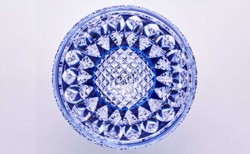 江戸切子 ロックグラス 向日葵（青） 切子グラス ギフト プレゼント 東京都 大田区