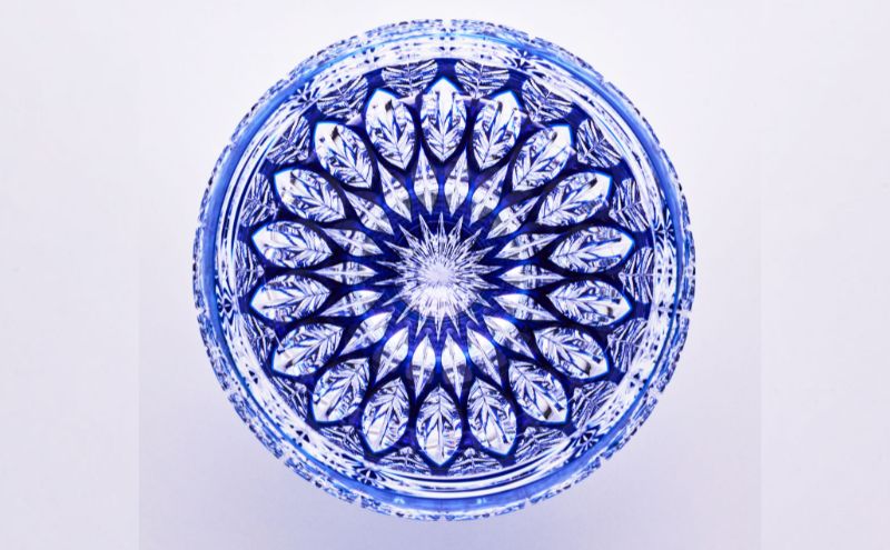 江戸切子 ロックグラス 蓮華（青） 切子グラス ギフト プレゼント 東京都 大田区