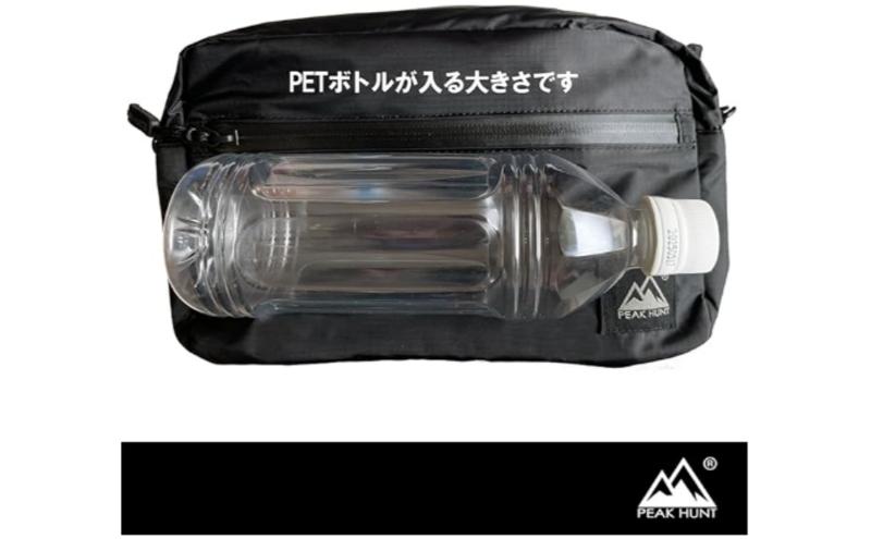 PEAKHUNT サコッシュ（マチ付） 撥水 防水 超軽量 メンズ レディース 登山 トラベル ハイキング 旅行 黒 ピークハント