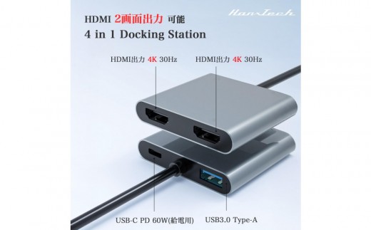 Hanx-Tech USBC 4in1 変換アダプタ【AOP0022】