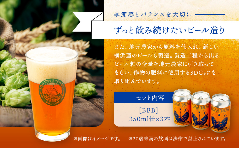 TDM 1874 Brewery クラフトビール　BBB（British Best Bitter）（350ml×3本）【お酒・地ビール・酒】