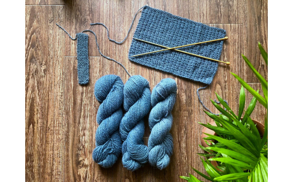 横浜藍毛糸300g〔Blue100g×3かせ〕