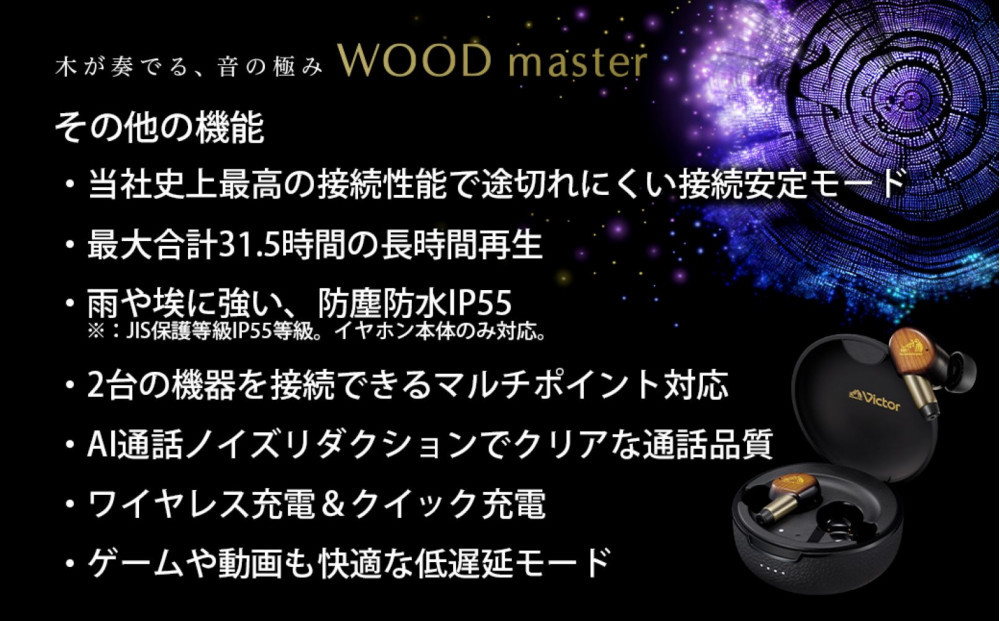 【ピアノブラック】Victor ワイヤレスイヤホン HA-FW5000T