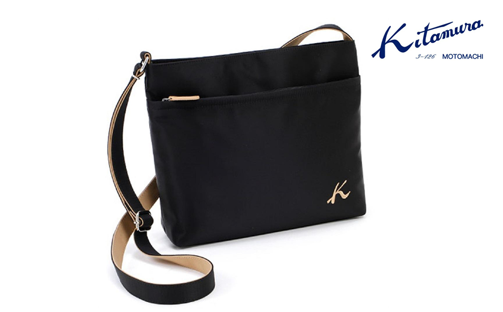 ショルダーバッグ　(R-0702) ブラック/カフェオレ〈キタムラ〉