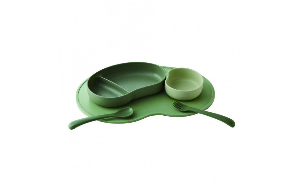 SUCSUCギフトセット4pcs GR（仕切りプレート、ミニボウル、トレイ、カトラリーセット（スプーン＆フォーク））