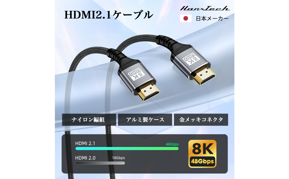 Hanx-Tech HDMI2.1繧ア繝シ繝悶Ν 3m