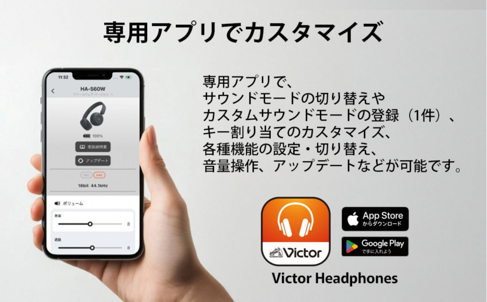 【ベージュ】Victor ワイヤレスヘッドホン HA-S60W