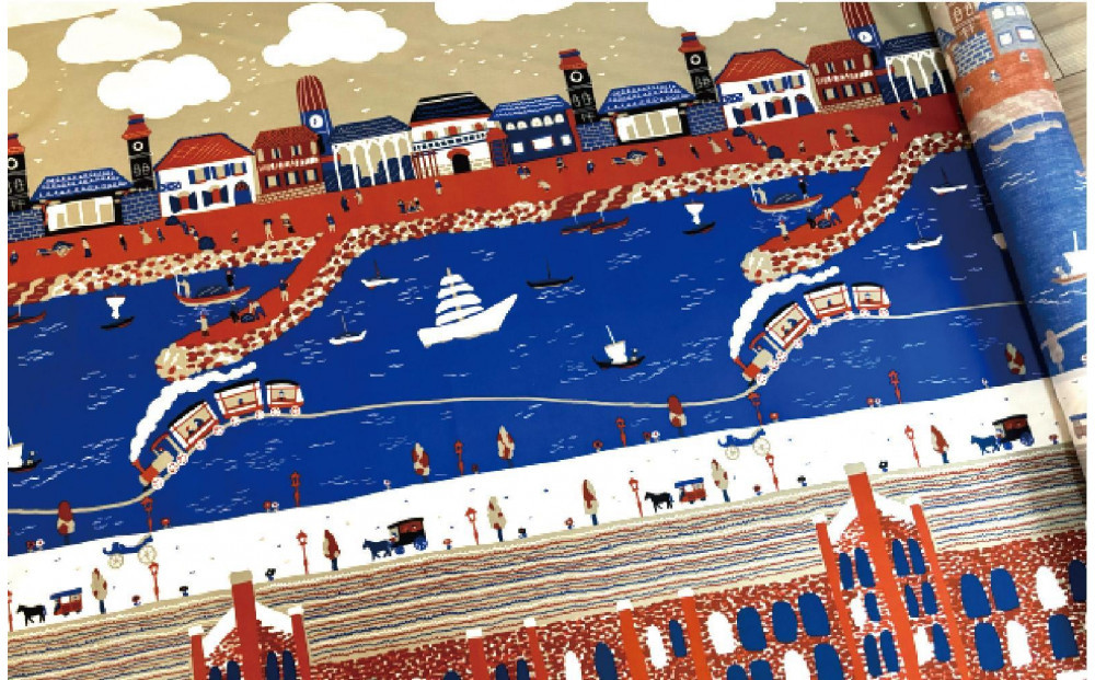 【横浜柄】横浜捺染で染色したトートバッグ