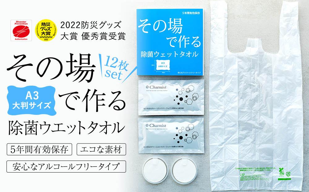その場で作る除菌ウエットタオル12枚セット