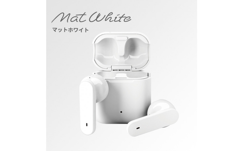 【マットホワイト】Bluetooth 5.3 完全ワイヤレス ステレオイヤホン インナーイヤータイプPG-BTE18TW【AOS0002VC06】