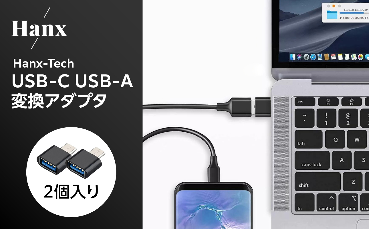 Hanx-Tech USB-C USB-A 変換アダプタ HT-CA48BY-2P【AOP0041】