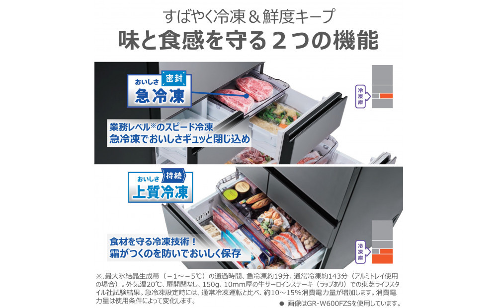 東芝　冷蔵庫【標準設置費込み】　508L　6ドア　両開き　冷凍冷蔵庫　GR-Y510FZ(UC)