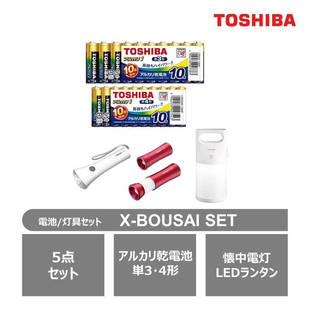 東芝 防災グッズ アルカリ乾電池単3・4形 懐中電灯 LEDランタン LEDランタン付ライト X-BOUSAI SET