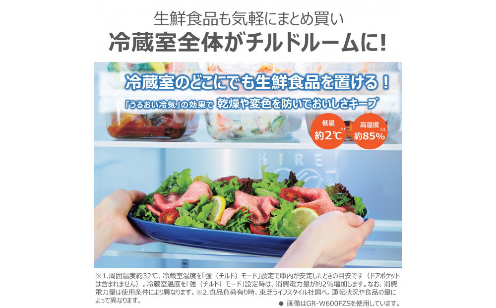 東芝　冷蔵庫【標準設置費込み】　452L　5ドア　右開き　冷凍冷蔵庫　GR-Y450GTM(WS)