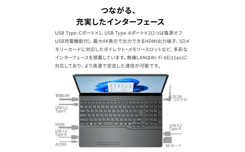 15.6型ノートパソコン FMV WA1-K2 Office搭載（FMVWK2A175）