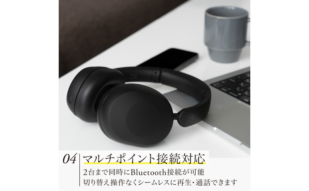 ワイヤレスヘッドホン final UX1000 BLACK ハイコスパモデル/ノイズキャンセリング/ノイキャン/ANC/マイク付き