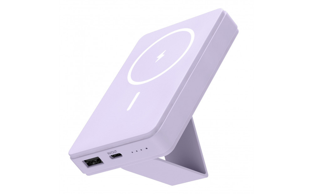 【多摩電子工業株式会社】モバイルバッテリー 5000mAh MagSafe対応 ワイヤレス充電器【ラベンダー】