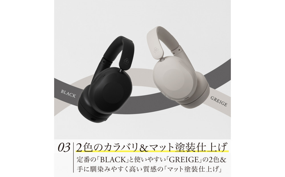ANCワイヤレスヘッドホン final UX1000 GREIGE ハイコスパモデル/ノイズキャンセリング/ノイキャン/ANC/マイク付き