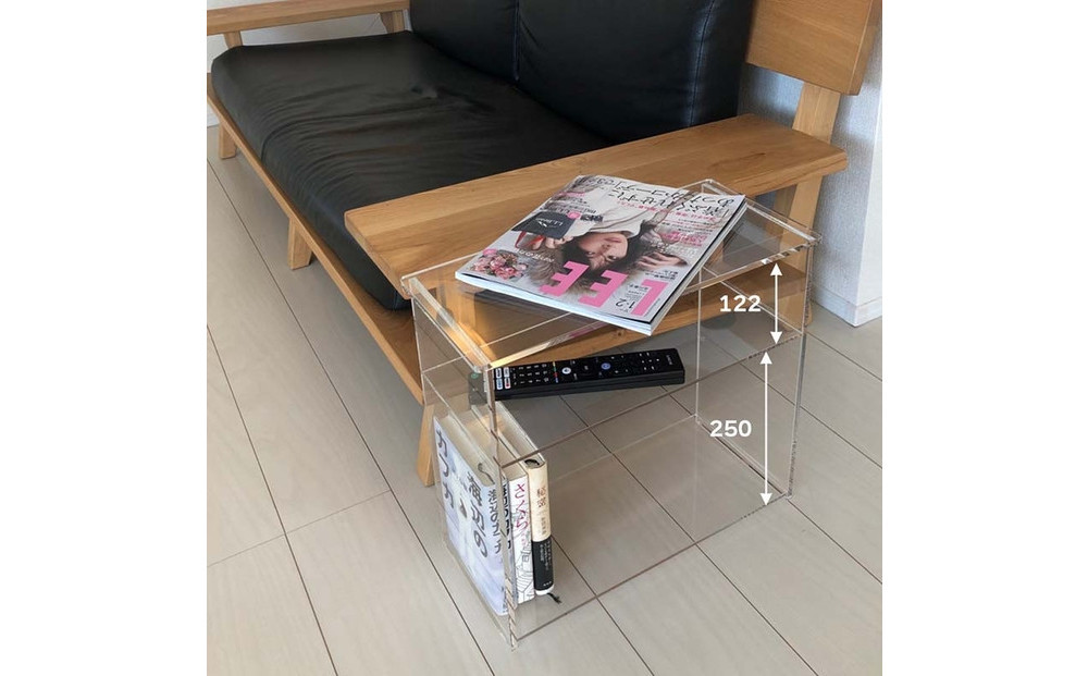 棚付きアクリルサイドテーブル　1台　川崎市自社工場一貫生産品