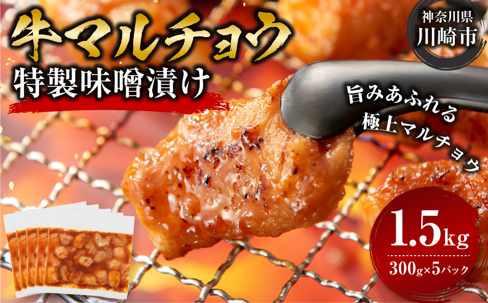 ＜訳アリ＞牛マルチョウ　特製味噌漬け　1.5kg(300g×5）【順次発送】