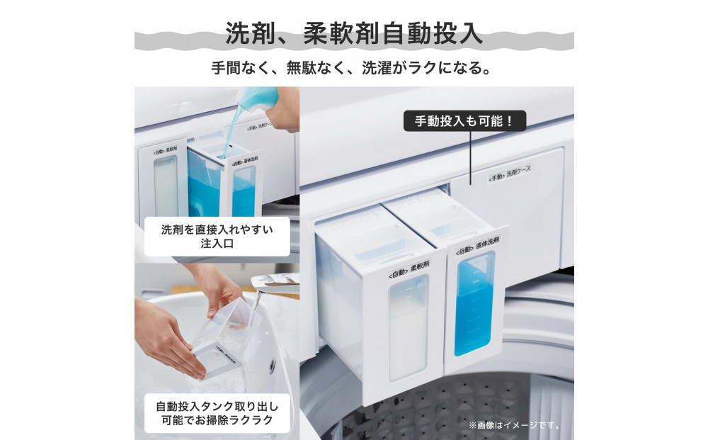 Hisense ハイセンス 洗剤自動投入 洗濯機【設置費込み】8kg 大容量 家族用 2-4人用 低騒音 最短15分洗濯 スマホ操作 リモート洗濯 自動槽洗浄 シャワー水流 激流洗浄 予約機能 インバーター 省エネ ホワイト/ゴールド HW-DG80XH 人気 おすすめ 家電 送料無料
