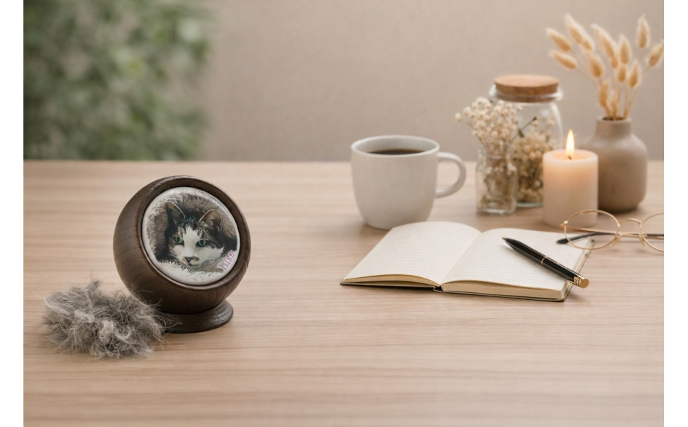 手元供養にも使える写真陶板付き宝物入れ「たまてまり」