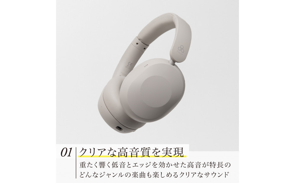 ANCワイヤレスヘッドホン final UX1000 GREIGE ハイコスパモデル/ノイズキャンセリング/ノイキャン/ANC/マイク付き