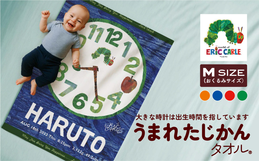 あとから選べる！名入れバースタオル 【 Ｍサイズ 】 はらぺこあおむし｜くまのがっこう｜ウルトラマン｜ゴジラ｜ロディ｜レオ・レオニ｜かいじゅうステップ｜ちびゴジラ｜