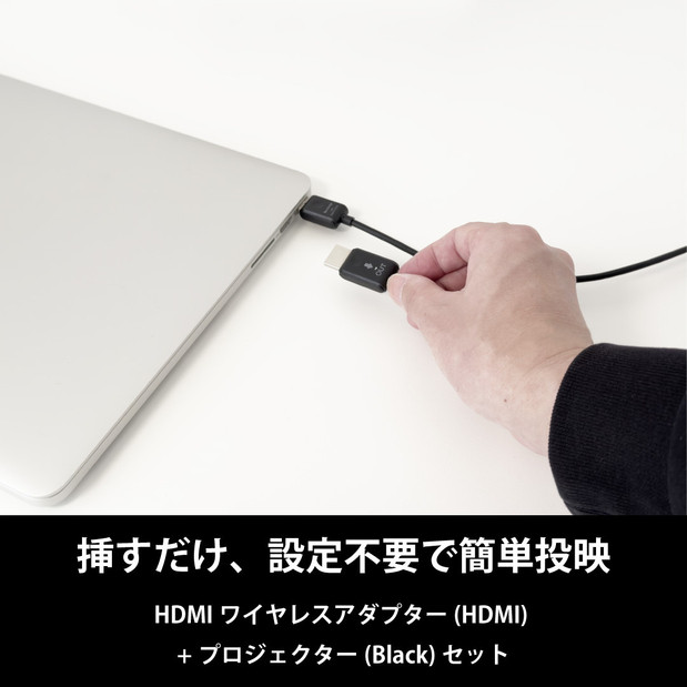 ベッドルームプロジェクターNX1　ブラック ワイヤレスアダプター（HDMI）セット
