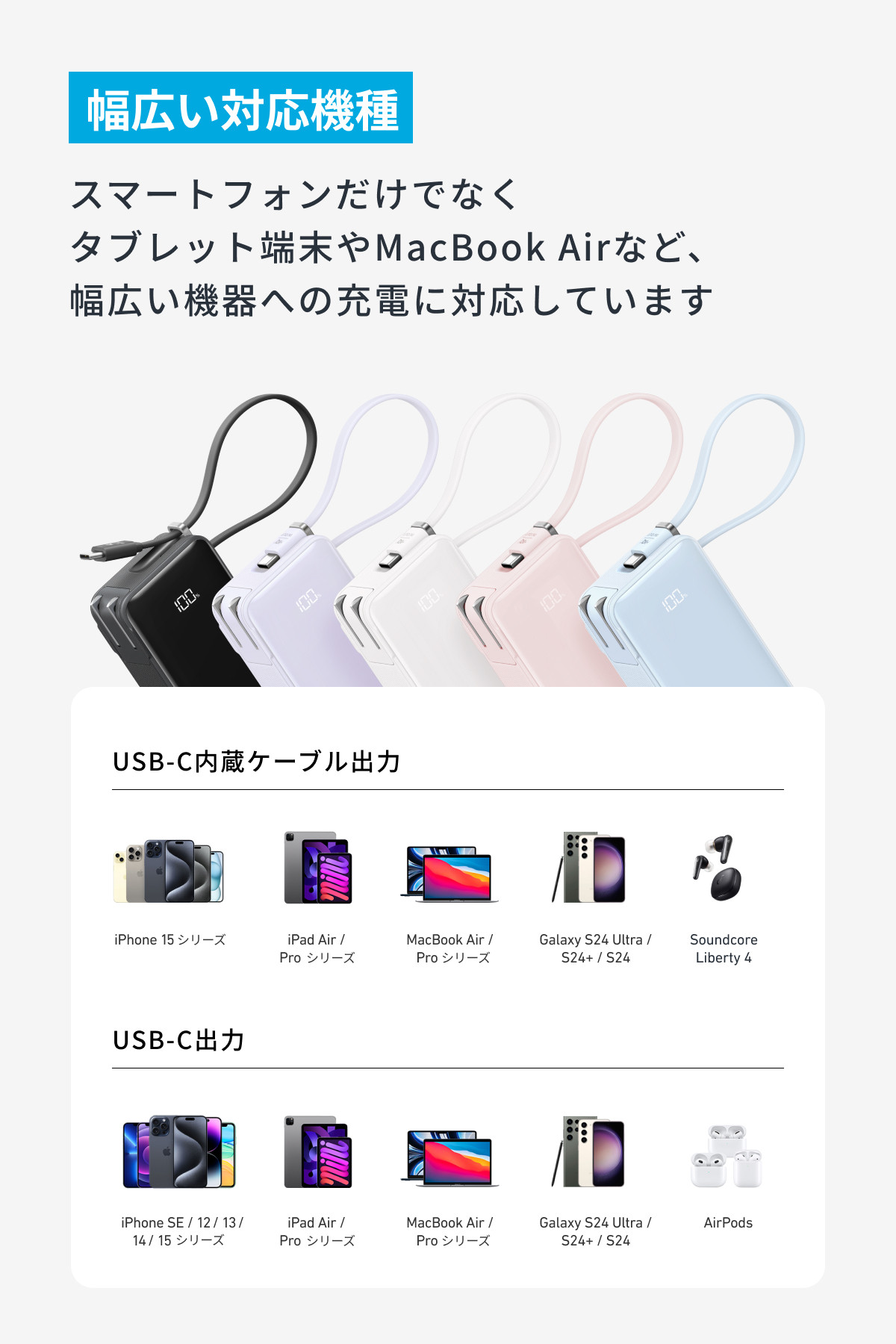 アンカー Anker Power Bank (10000mAh, Fusion, Built-In USB-C ケーブル) 川崎フロンターレモデル