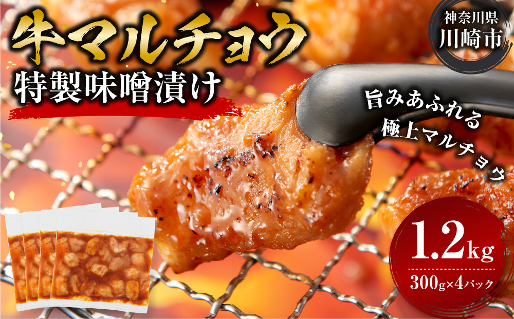 ＜訳アリ＞牛マルチョウ　特製味噌漬け　1.2kg(300g×4）【2026年5月発送】