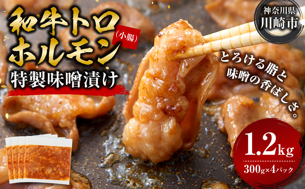 ＜訳アリ＞和牛トロホルモン　特製味噌漬け　1.2kg(300g×4）
