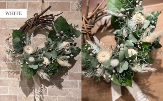 【ホワイト】ドライフラワー リース Sサイズ  インテリア 部屋 花 【flowerbasket namika】 [AKGA003-1]