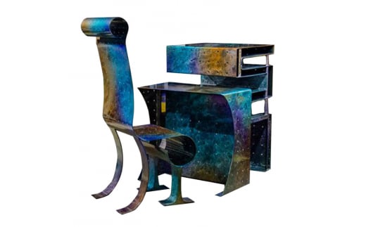 フラクタル テーブル・椅子 3点セット（タワー型トールテーブル・デスク型テーブル・椅子）【アリスリー株式会社】 [AKBE004]