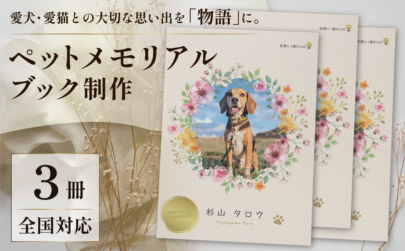 全国対応｜ペットの本（電話＆スマホ完結/3冊 ペットの絵本コース）【すぎやま本制作】 [AKIB006]
