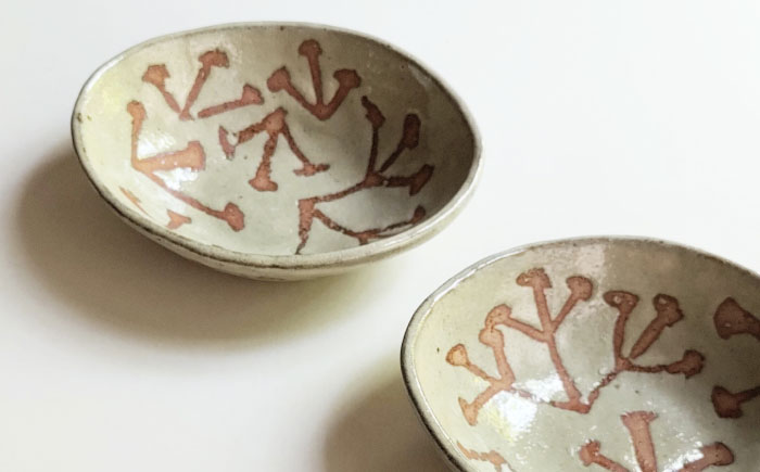 みつまたオーバル小鉢2個セット 陶器 うつわ お皿　【うつわの行方】 [AKGG004]