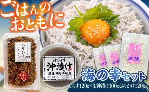 海の幸セット（沖漬け×1・ふりかけ×1・湘南しらす×3） / 海の幸 しらす 湘南 ふりかけ 沖漬け 朝ごはん ちりめん 佃煮 国産 シラス お取り寄せ 人気 冷凍 佐島 横須賀 かながわブランド 神奈川県【平敏丸】 [AKEZ017] 10000円 1万円