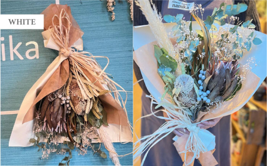 【ホワイト】ドライフラワー スワッグ Mサイズ  インテリア 部屋 花 【flowerbasket namika】 [AKGA002-1]