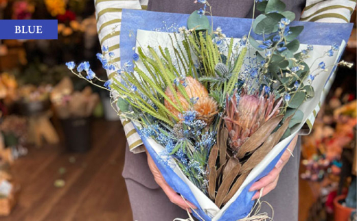 【ブルー】ドライフラワー スワッグ Mサイズ  インテリア 部屋 花 【flowerbasket namika】 [AKGA002-4]